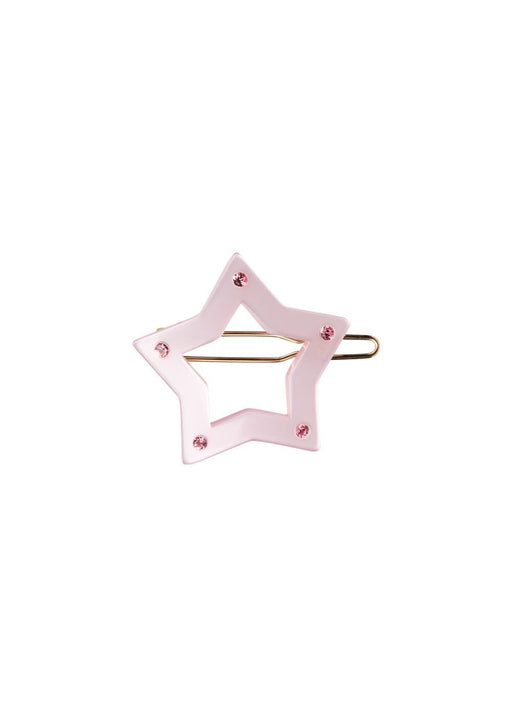 1. Dondella kids' pink star hair clip adorned with premium crystals, handmade in France, shown in studio