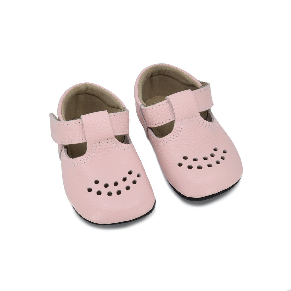 2. Pair of kids' light pink Mutsu slippers by Omaking, with breathable design and anti-slip sole, displayed in studio