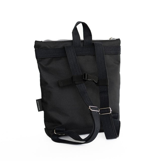 2. Back view of Muni SKY kids backpack showing adjustable black straps