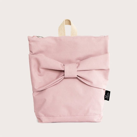 5. Studio shot of Muni kids waterproof pink bow backpack front view