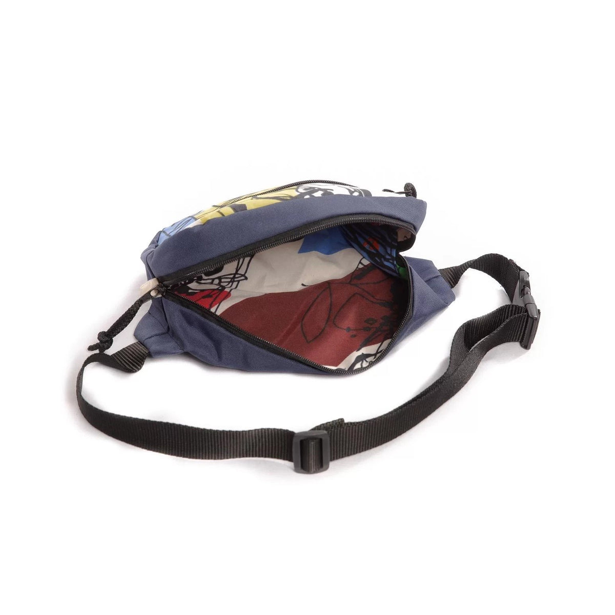 2. Open Drinbags PAINT waist bag displaying roomy interior and adjustable strap