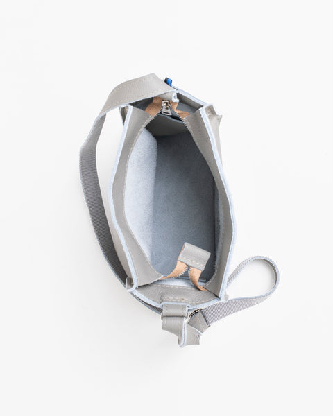 5. Top view of light grey Folk 1 shoulder bag by Trendbag, showing spacious interior and leather finish