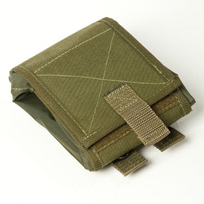1. Military green Galvi Linda foldable empty tray pouch with Velcro closure, shown folded in studio