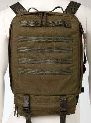 1. Galvi Linda Trauma Bag 112 in military green, shown on mannequin, highlighting front design and straps