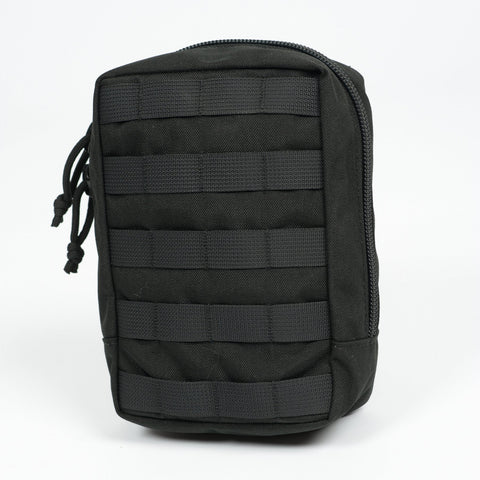 1. Galvi Linda black cordura equipment pouch with zipper and MOLLE attachments, shown in studio