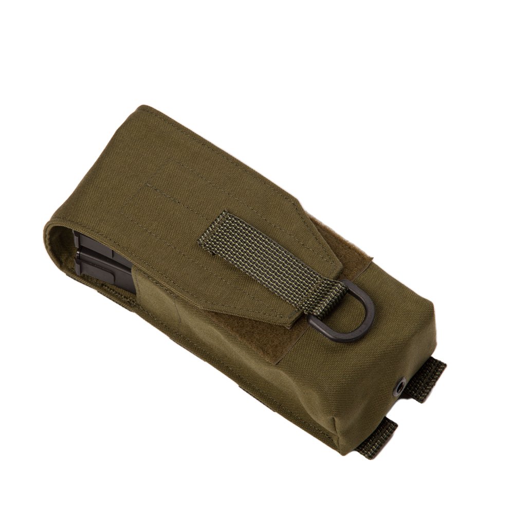 1. Galvi Linda military green automagazine pouch with D-ring and MOLLE fastening, made from durable Cordura