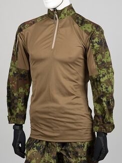 1. Men's tactical undershirt for bulletproof vest by Galvi Linda, featuring digital camouflage pattern, front zip, and raglan sleeves with pockets, shown in studio setting
