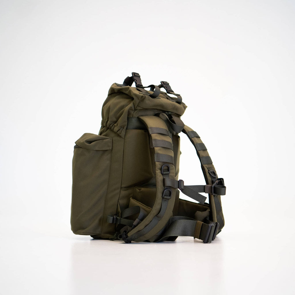 2. Side view of Galvi-Linda Patrol Backpack 077 highlighting padded shoulder straps and side pocket