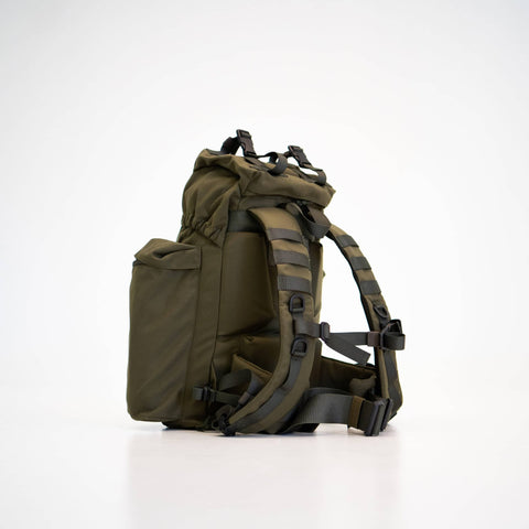 2. Side view of Galvi-Linda Patrol Backpack 077 highlighting padded shoulder straps and side pocket