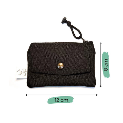 2. Drinbags ALIEN wallet in black with dimensions 12 cm x 8 cm, featuring a metal button and zipper closure