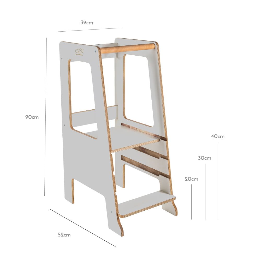 5. Size chart for MeowBaby kitchen helper showing dimensions in centimeters