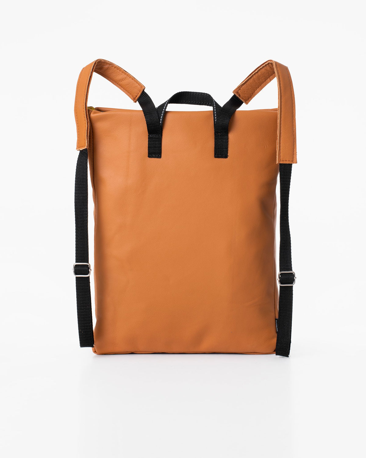 4. Back view of Trendbag Barbara Leather Backpack in Calvados, showing adjustable straps in studio