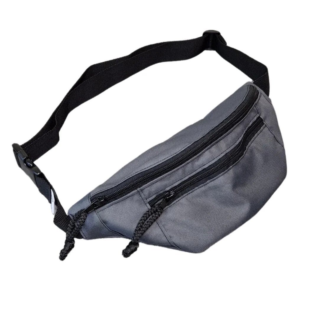 2. Drinbags Classic Grey Waist Bag with two compartments and durable zippers, shown in studio setting