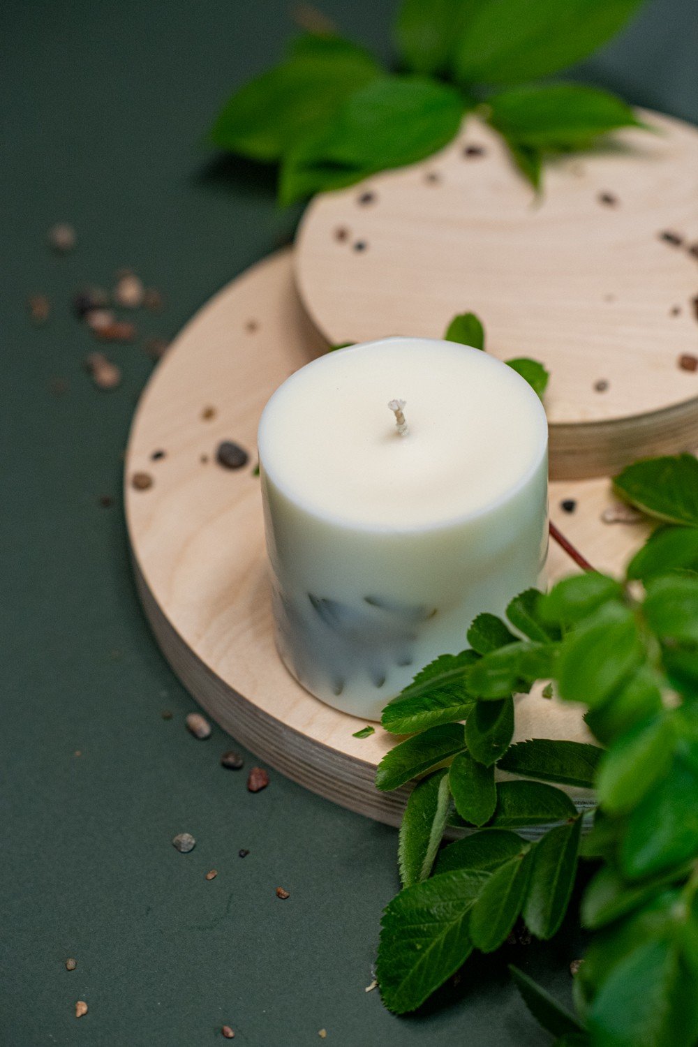 5. Hand-made soy wax candle with lemongrass scent by TL Candles, displayed with greenery in a lifestyle setting