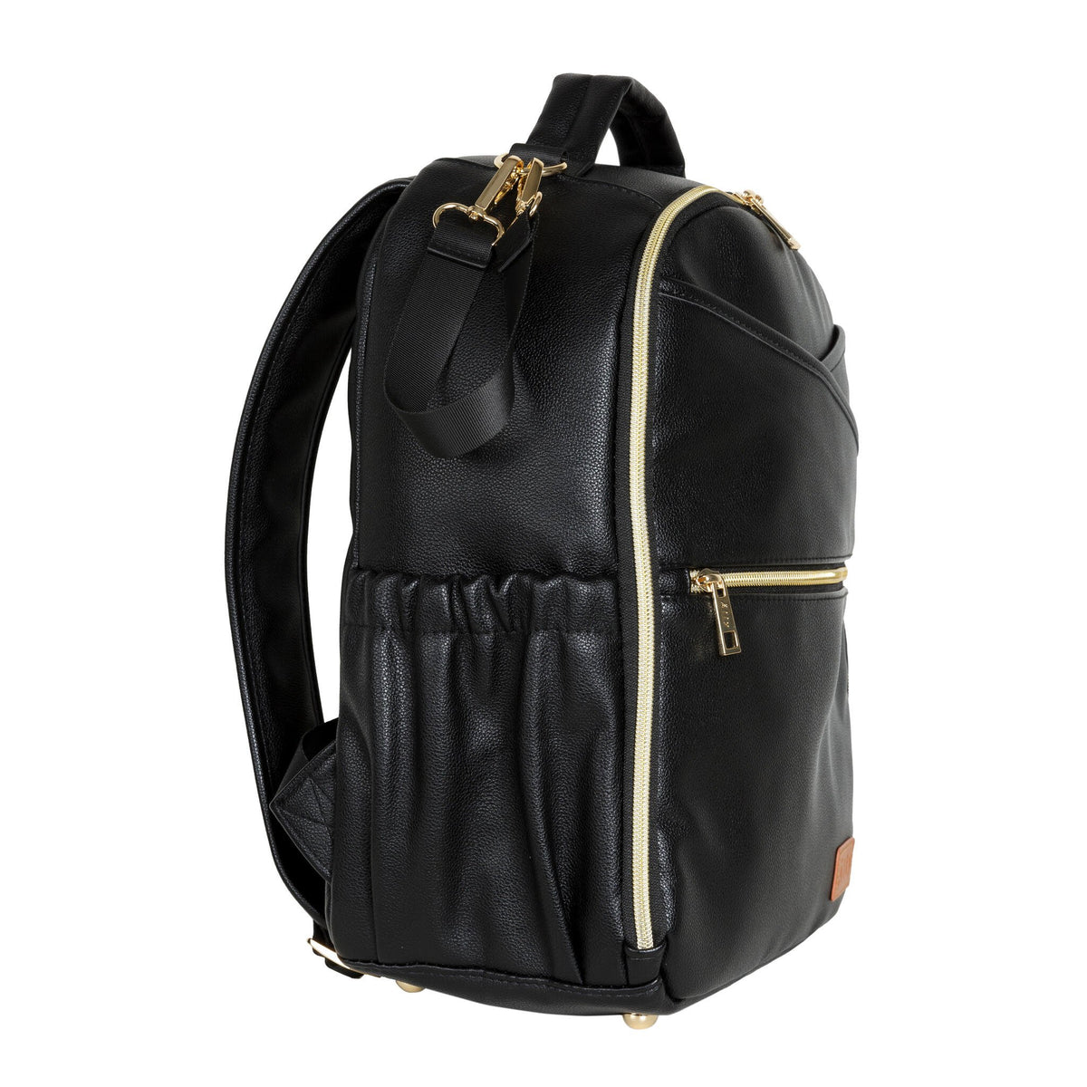 14. Open view of Ally Scandic Small Espresso Diaper Backpack showing interior pockets