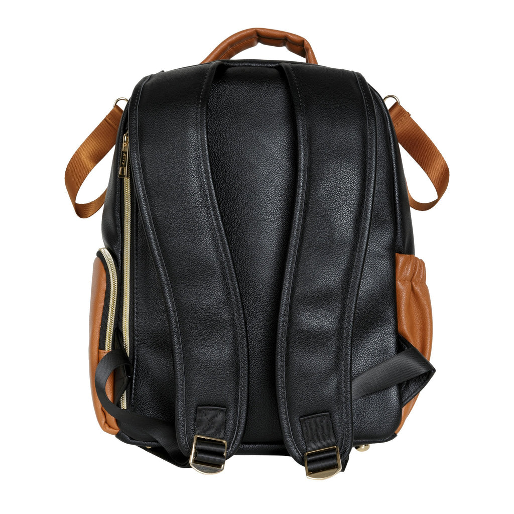 5. Back view of Ally Scandic Small Diaper Backpack in Black Coffee with padded shoulder straps