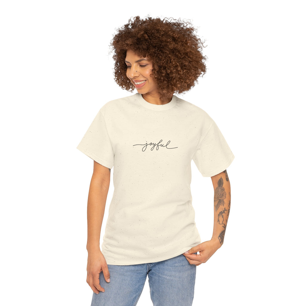Joyful Unisex Heavy Cotton Tee - Vardagskläder, Present till Vänner, Positiva Vibes, Daglig Komfort, Motiverande Kläder