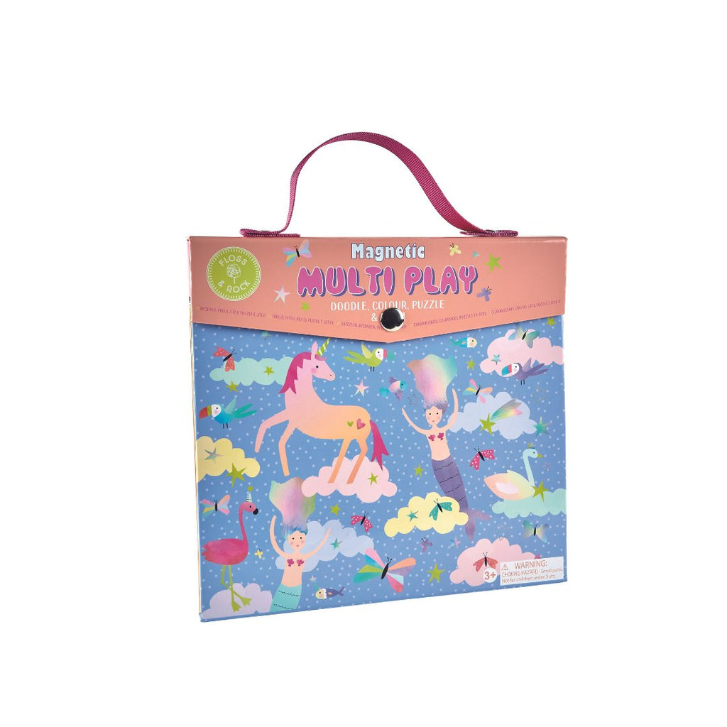 1. Floss & Rock Magnetic Multiplay Scene Fantasy case with unicorn and ballerina design, pink handle, and magnetic closure