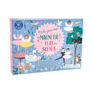 2. Front of Floss & Rock Magnetic Play Scene box featuring colorful illustrations of ballerinas and forest animals