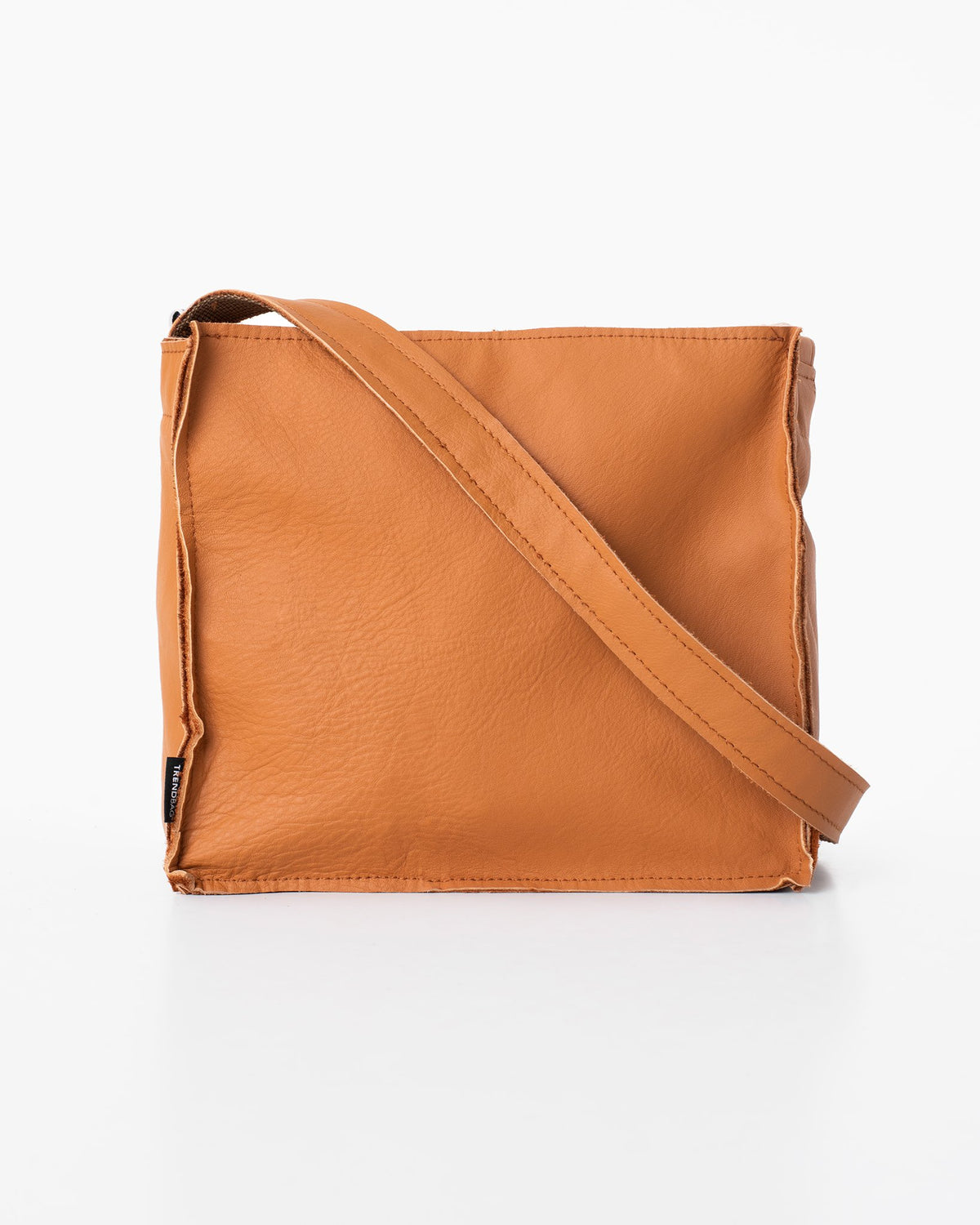 4. Back view of Trendbag Folk 1 shoulder bag in Calvados, highlighting leather texture and strap