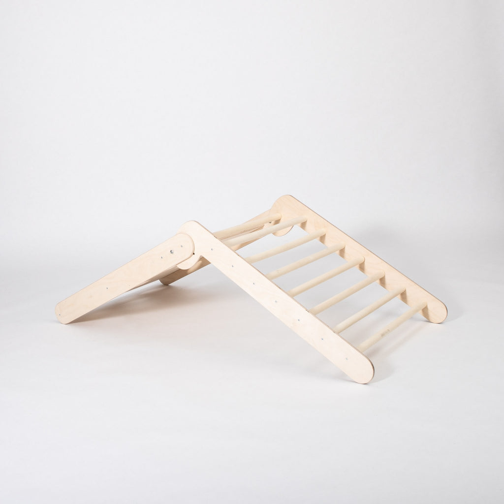 2. Studio shot of Montessori climbing triangle with ladder side visible on white background