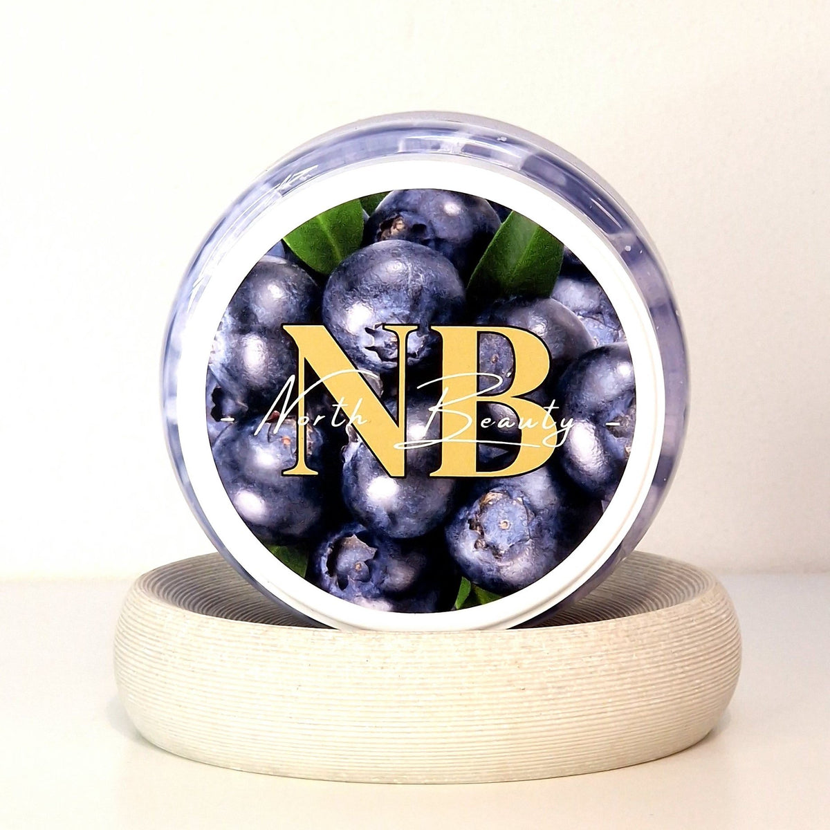2. North Beauty Whipped Sugar Body Scrub with Blueberry, featuring blueberry design on lid, 300 ml