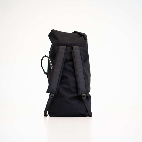 5. Studio image of black Galvi Linda Duffle Bag 047, rear view with straps