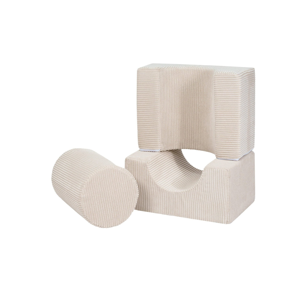 1. Ecru MeowBaby Aesthetic Shape Set with three velvet corduroy elements stacked creatively