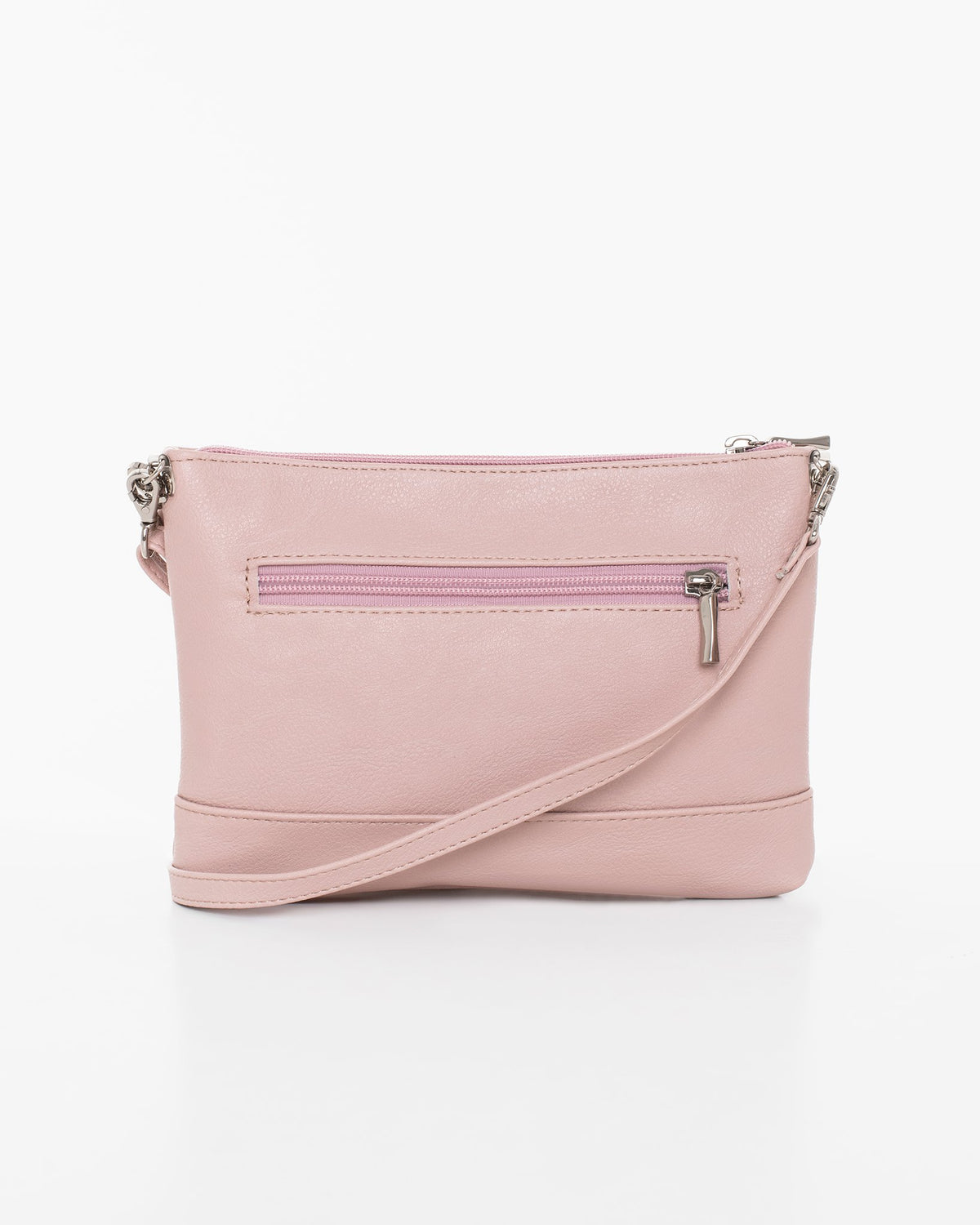 2. Back view of Nabo Shoulder Bag L2306 in nude, highlighting zippered pocket and adjustable strap