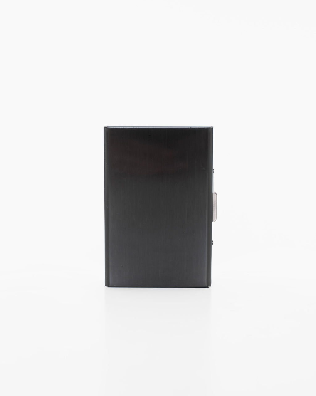 3. Nabo NK285 black metal card holder shown closed, highlighting sleek design in studio