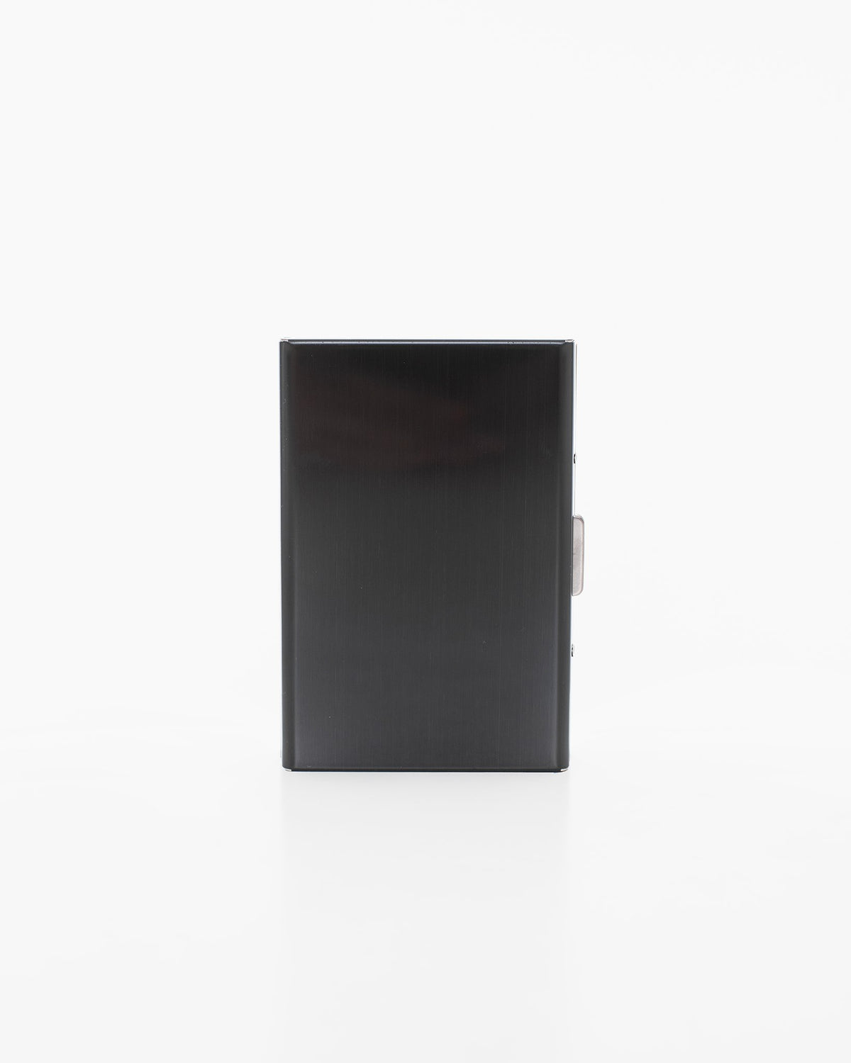 3. Nabo NK285 black metal card holder shown closed, highlighting sleek design in studio