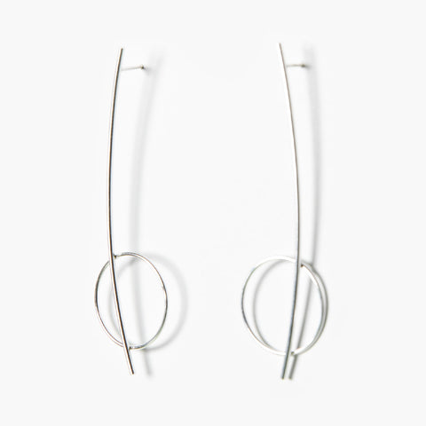 2. Studio image of Maarja Palu HARMONY silver earrings with sleek rods and delicate circles