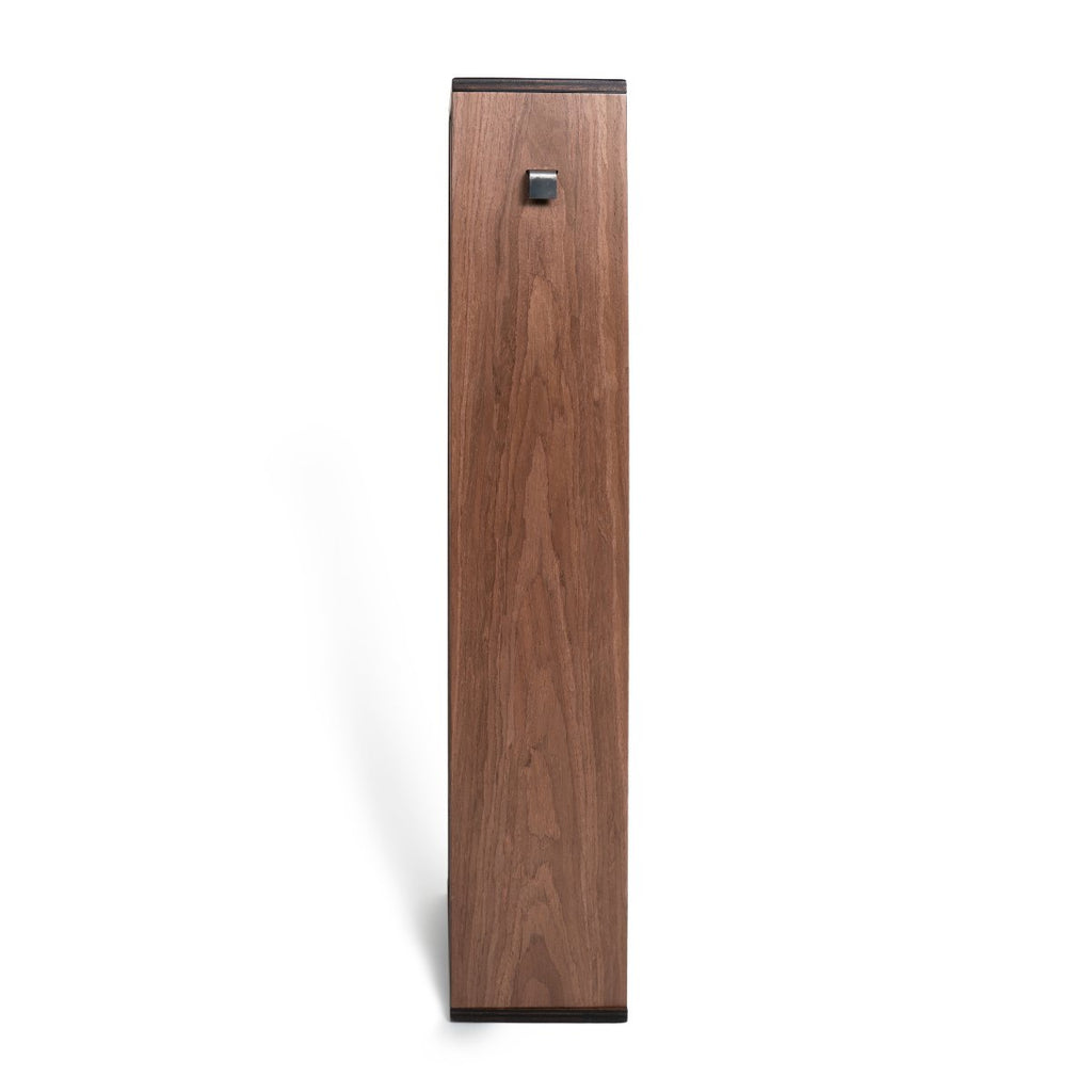 8. Side view of wooden toilet paper holder, highlighting sleek birch plywood finish