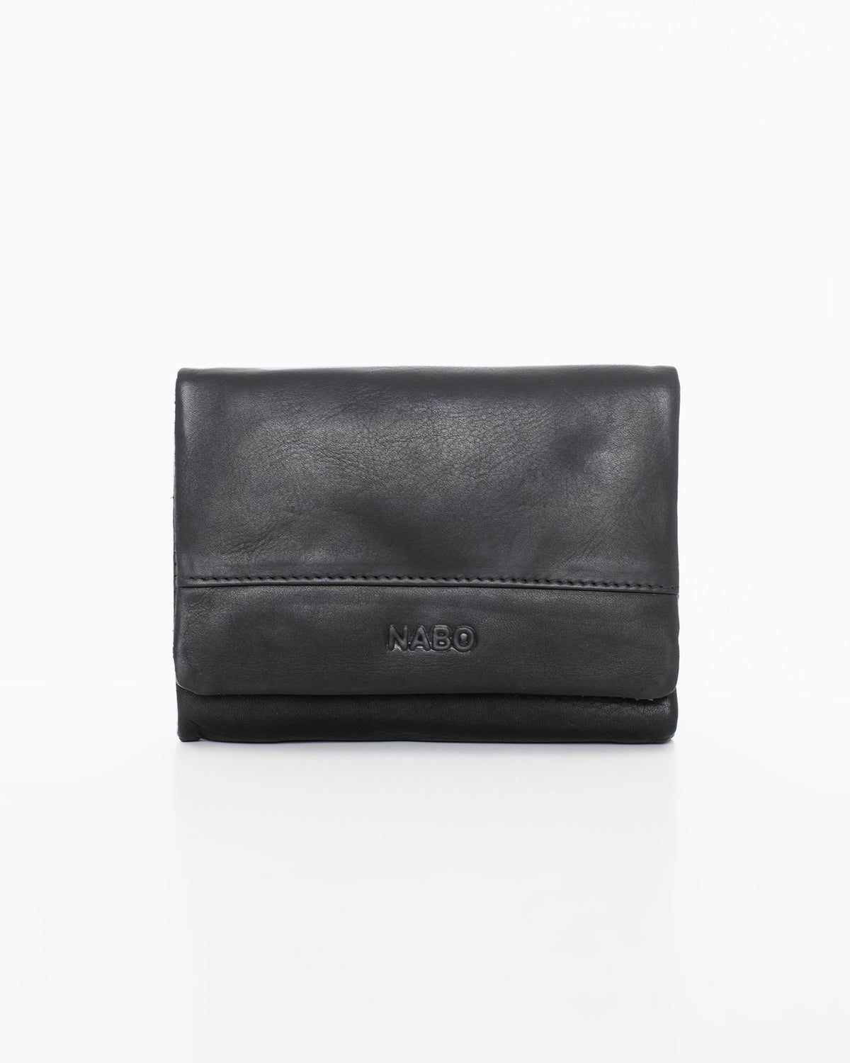 1. Nabo NK304 black leather wallet with RFID-blocking, front view showing sleek design and brand logo