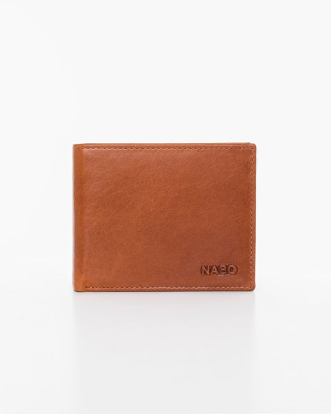 1. Nabo men's brown leather wallet NK254 with RFID-blocking, front view in studio setting