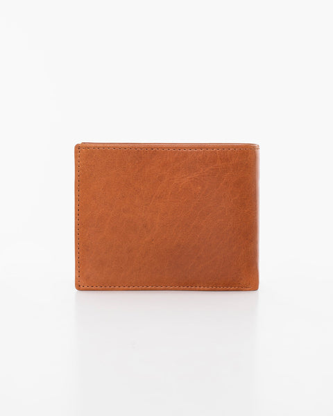 2. Nabo men's brown leather wallet NK254, back view in studio setting