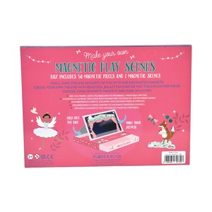 3. Back of Floss & Rock Magnetic Play Scene box with product details and illustrations of magnetic pieces