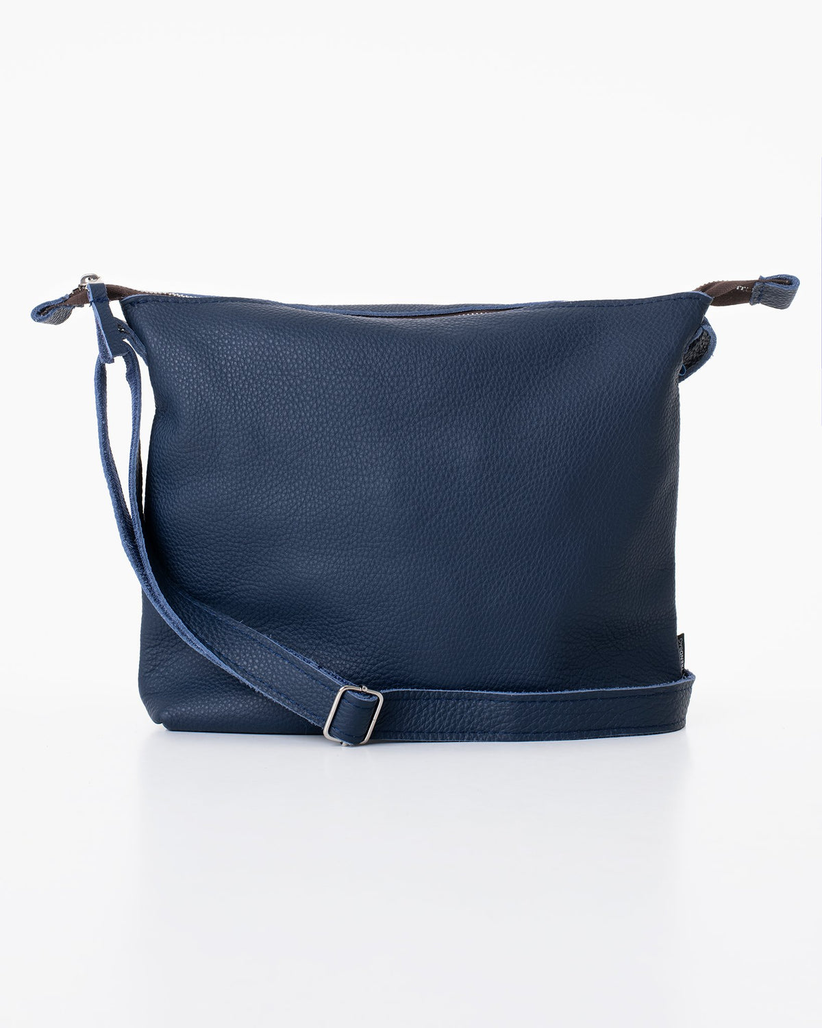 3. Studio image of Trendbag Anet L shoulder bag in dark blue leather, front view
