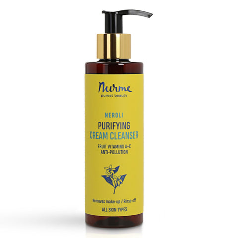 3. Nurme Neroli Purifying Cream Cleanser bottle with yellow label, featuring fruit vitamins A+C