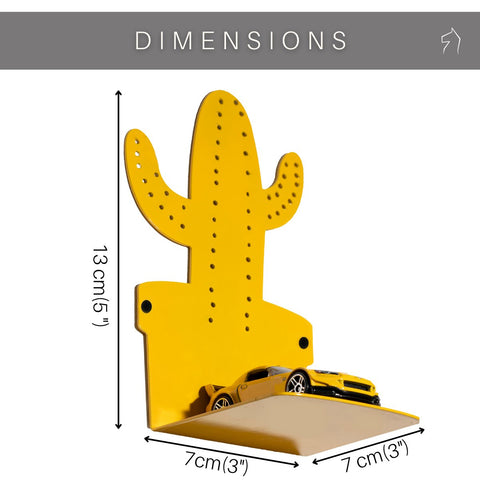 5. Size chart for yellow cactus-shaped hanger showing dimensions in centimeters and inches