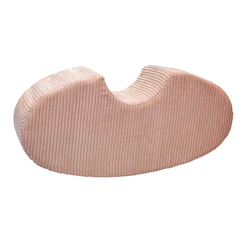 1. Velvet powder rose bean-shaped foam module by MeowBaby with ribbed texture, shown on a white background