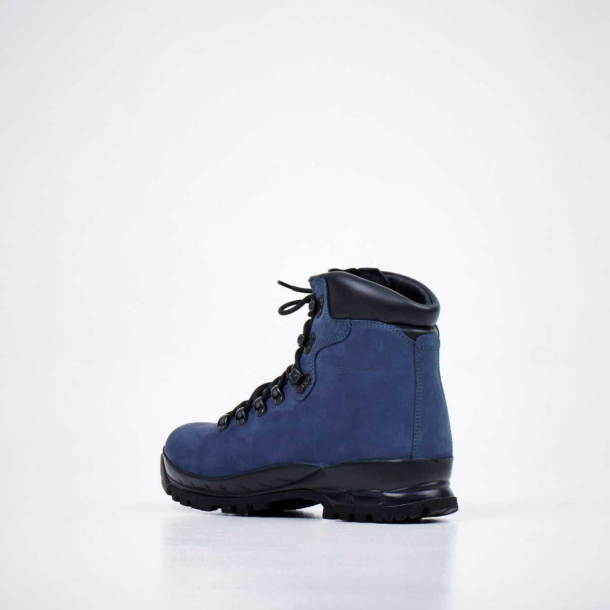 1. Samelin 5531 navy hiking boots in waterproof nubuck leather, shown from the side in studio setting