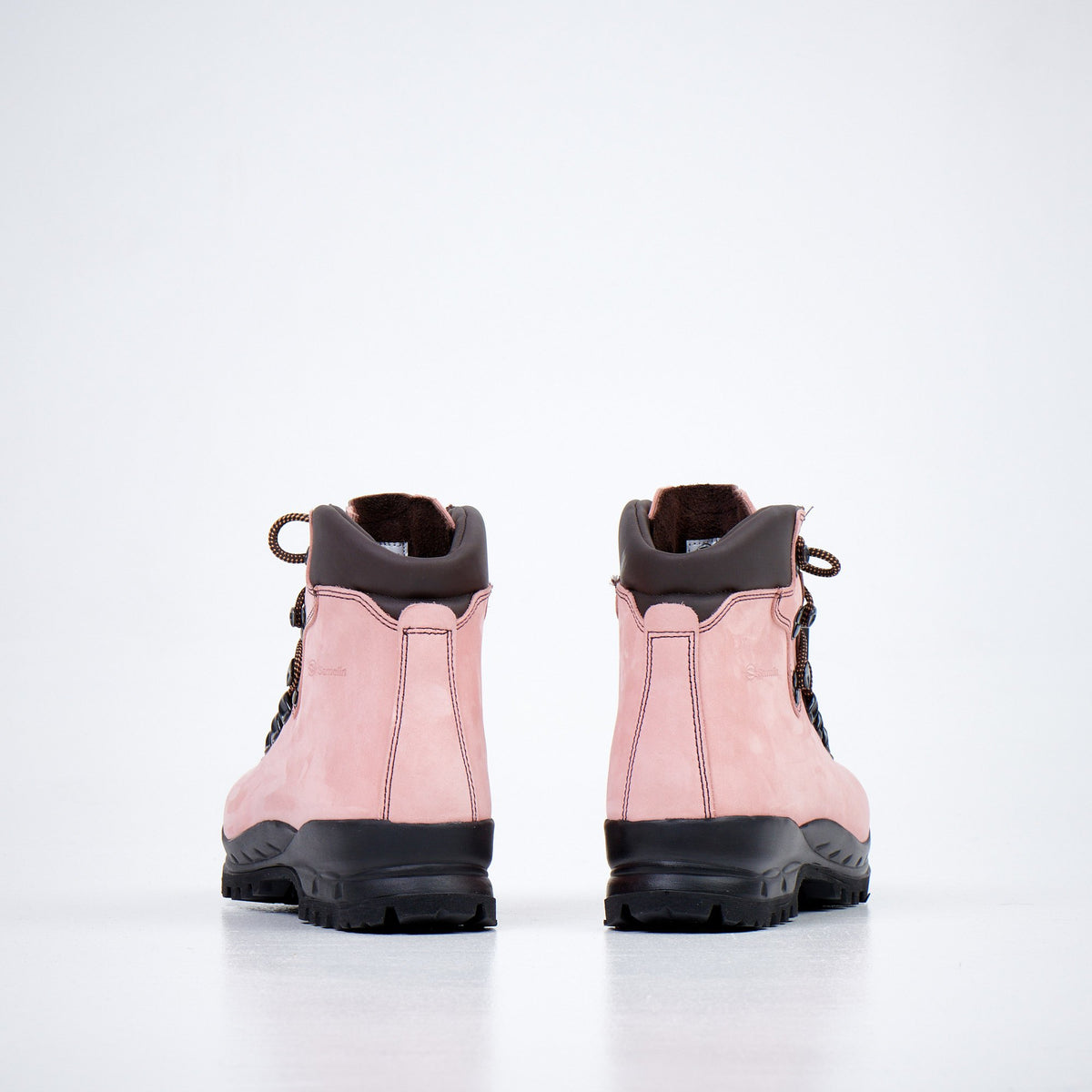 3. Unisex 5531 Rose Hiking Boots by Samelin in pink, rear view in studio setting