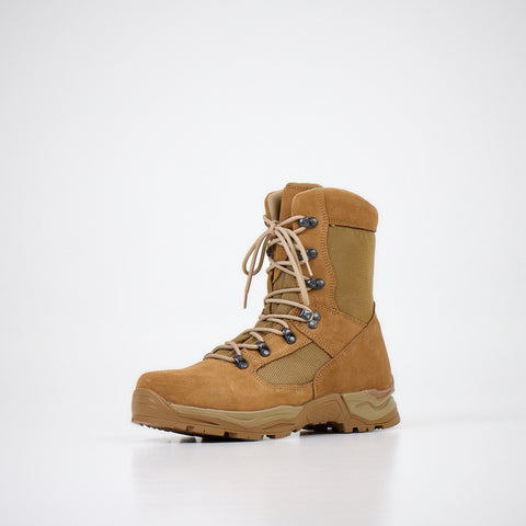 4. Samelin Latvian Army Boots in tan, angled view emphasizing dual-layer PU/rubber sole