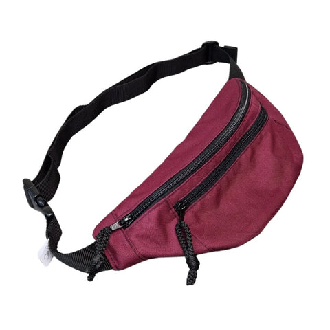 2. Studio image of Drinbags Classic Waist Bag in bordo, showing water-resistant polyester material and adjustable strap