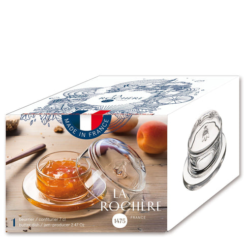2. La Rochère Bee Butter Dish packaging with French flag and product image