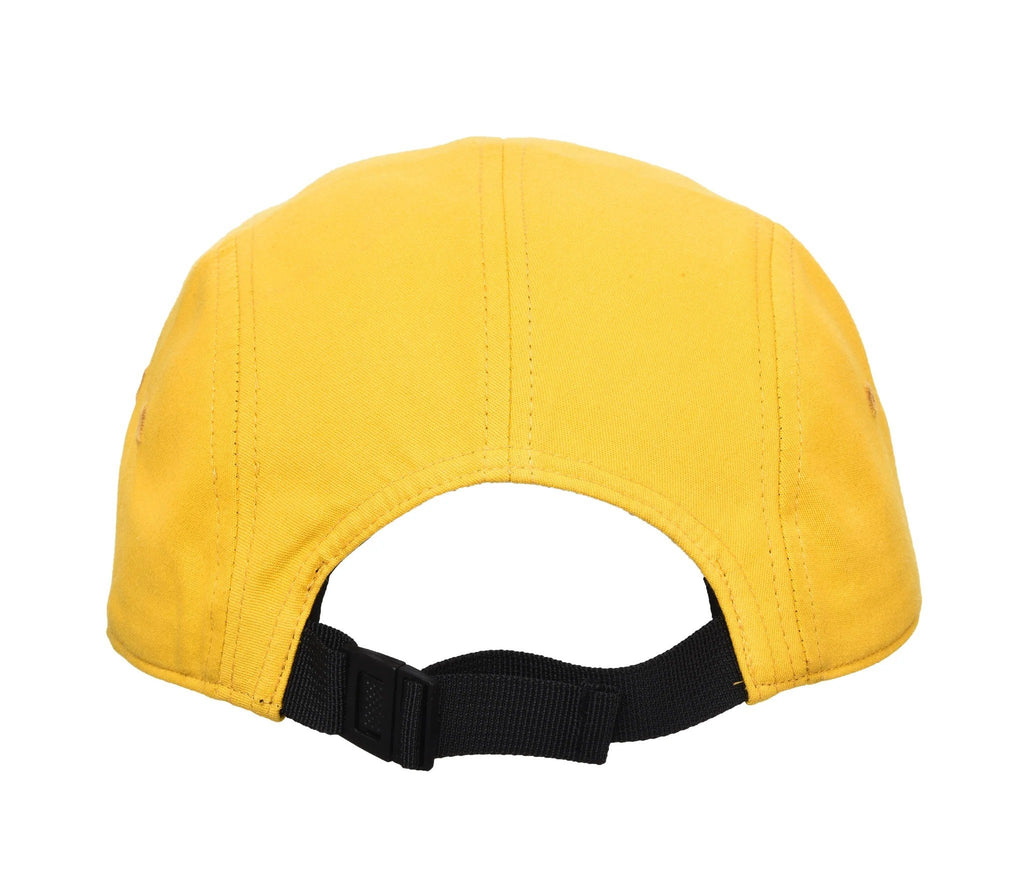 3. Back view of yellow Moomin by NordicBuddies five panel cap showing adjustable strap