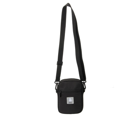 2. Full view of black Moomin by NordicBuddies Groke Neck Bag with long adjustable strap, studio setting