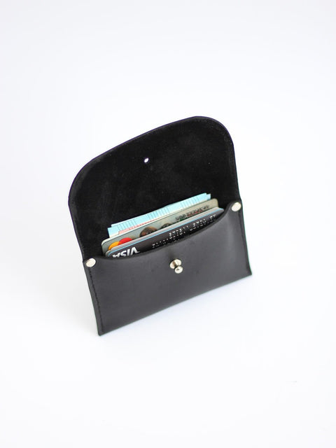 4. Angled open view of black WEEKEND Wallet by TOKS VISOKS, showcasing card storage