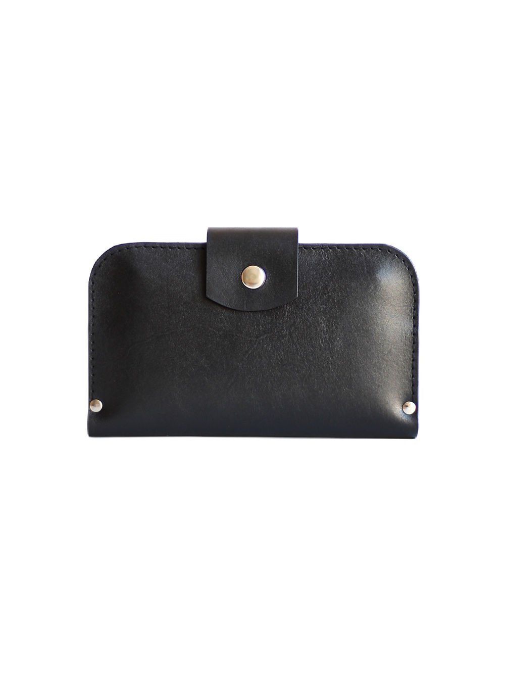 2. Front view of black SATURDAY wallet by TOKS VISOKS, highlighting smooth leather and minimalist style